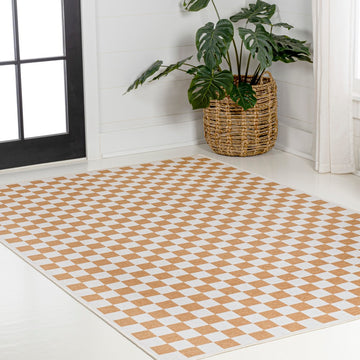Ainsley Modern Cottage Checkerboard Washable Area Rug